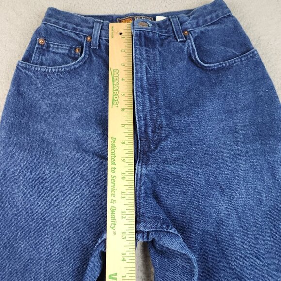 Womens 7/8 Misses Relaxed Fit Jeans Tapered Leg Blue 90's Dark Wash Cotton Denim - Picture 5 of 13